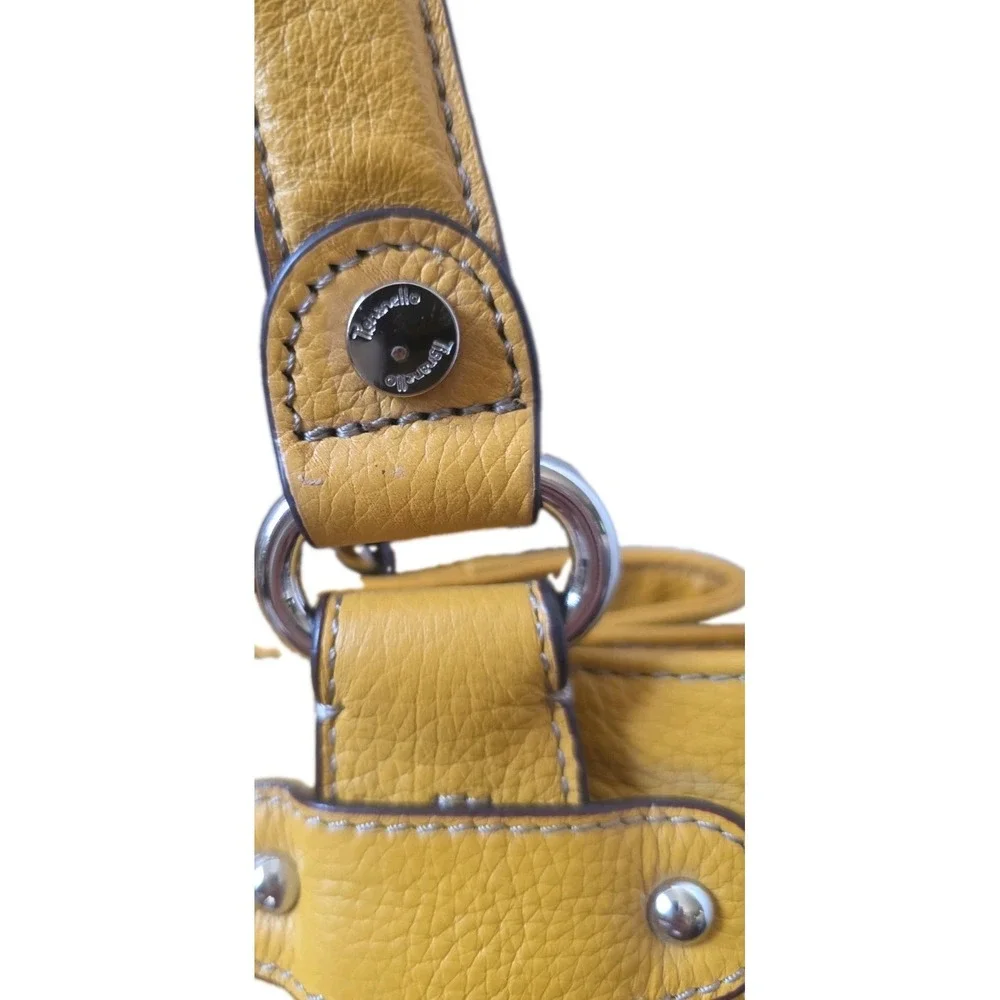 NWOT Tignanello Perfect 10 Mustard Yellow Pebbled Leather Retro Shoulder Bag